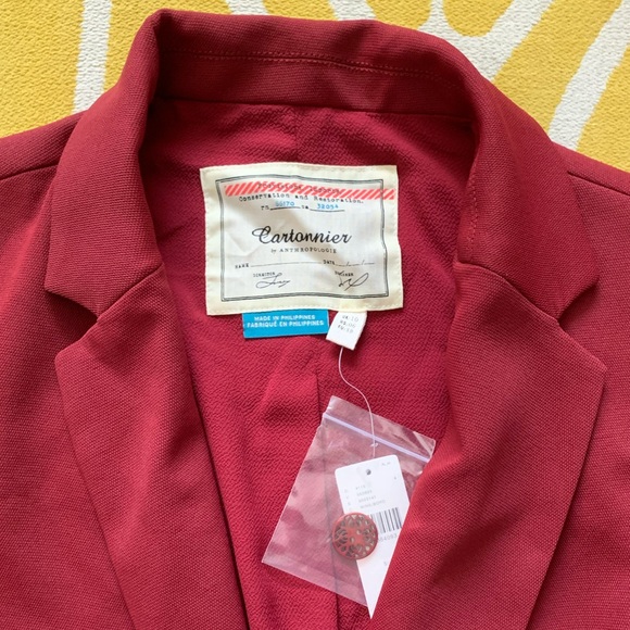 Anthropologie Tied-Sleeve Blazer in Wine - Picture 7 of 8